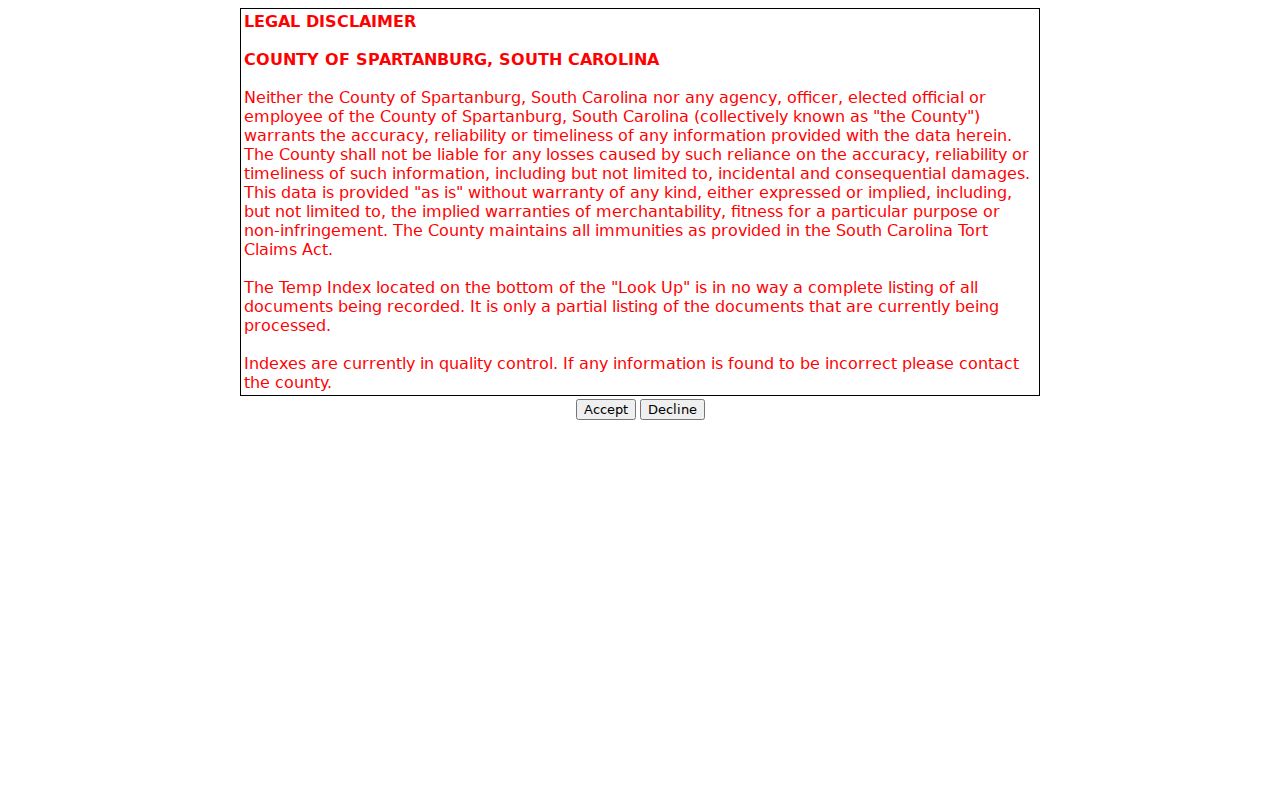 Spartanburg residents directory Register of Deeds document index