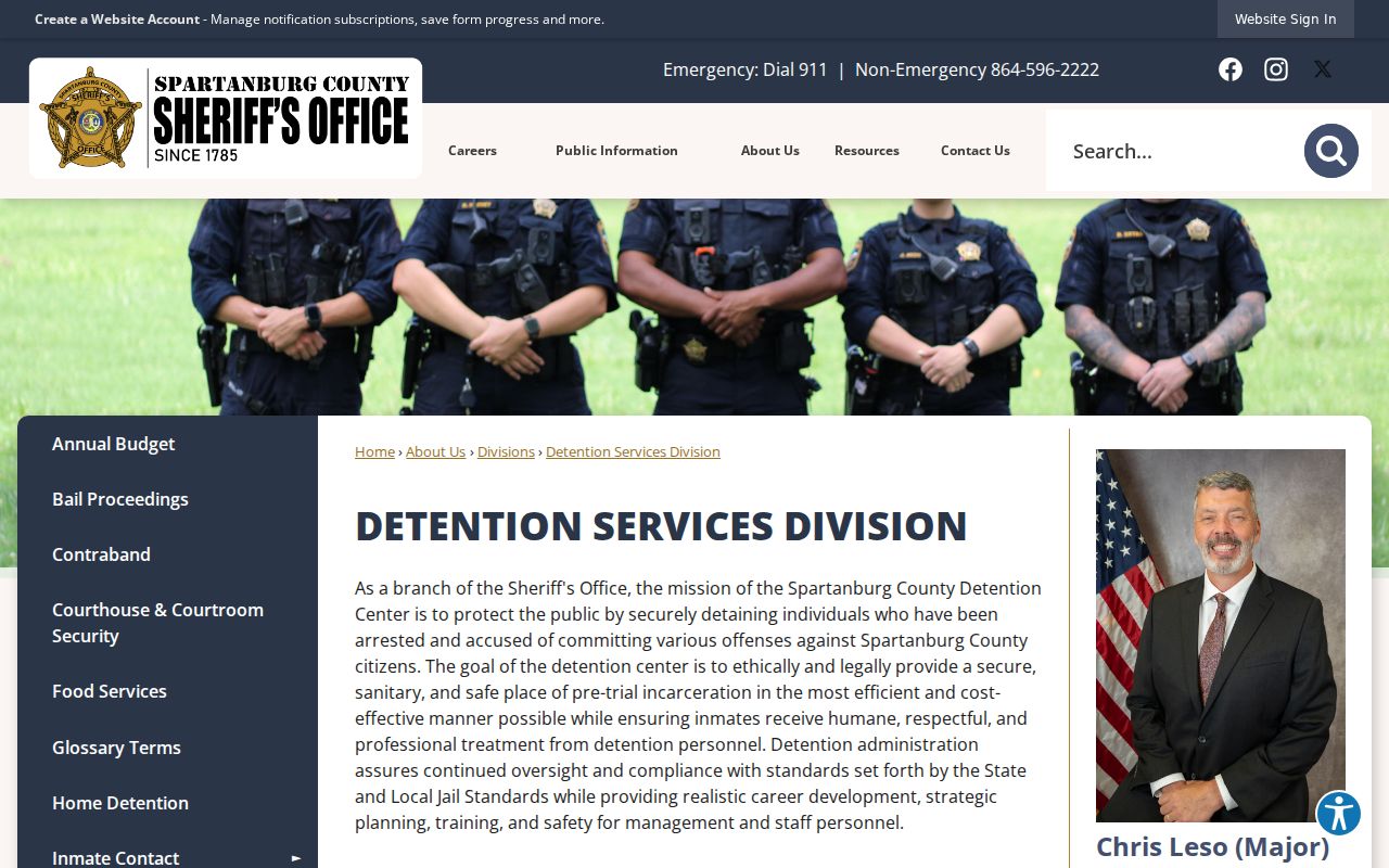 Spartanburg resident lookup source for county detention services